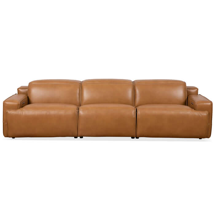 Modern Convertible Top-Grain Leather Sofa 120” – Urbana Power Reclining Leather Couch in Waxy Tan
