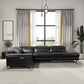Zander Reclining Black Leather Sectional Corner Sofa 117"