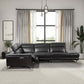 Zander Reclining Black Leather Sectional Corner Sofa 117"