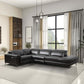 Zander Reclining Black Leather Sectional Corner Sofa 117"