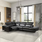Zander Reclining Black Leather Sectional Corner Sofa 117"