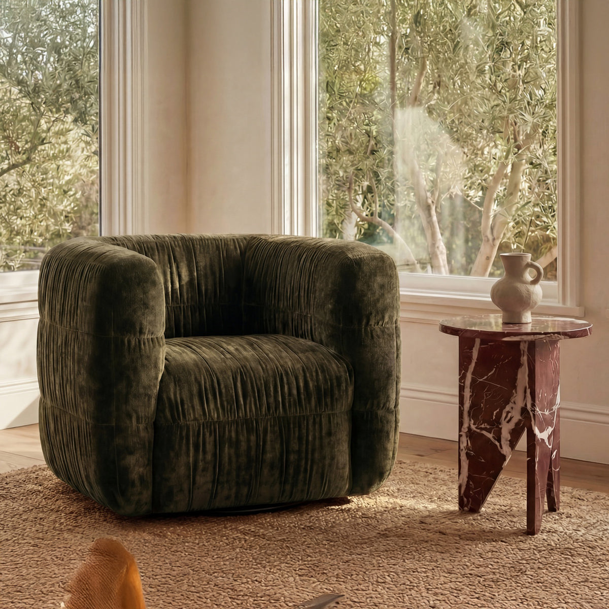 Robson Swivel Chair – 35" Upholstered Accent Chair (3 Colors) (8)