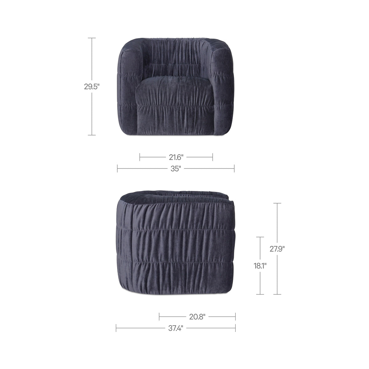 Robson Swivel Chair – 35" Upholstered Accent Chair (3 Colors) (11)
