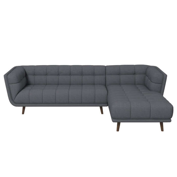 Tufted L-Shape Chaise Sofa Sectional 102.5” in Ash Gray Linen
