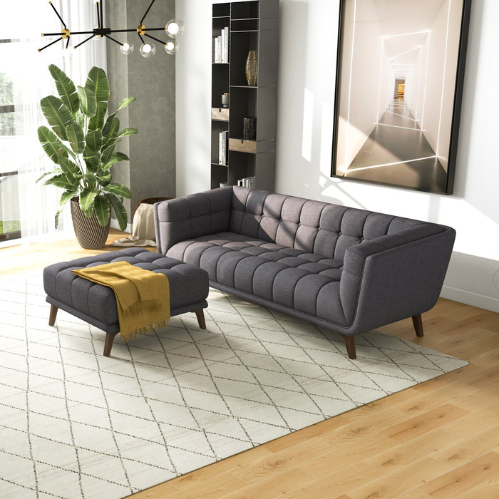Addison MCM Tufted Square Ottoman 33" – in room setting