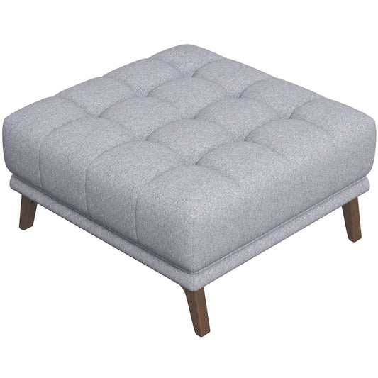Addison MCM Tufted Square Ottoman 33" – Modern Upholstered Ottoman (Multiple Colors & Fabrics) in gray tufted fabric.