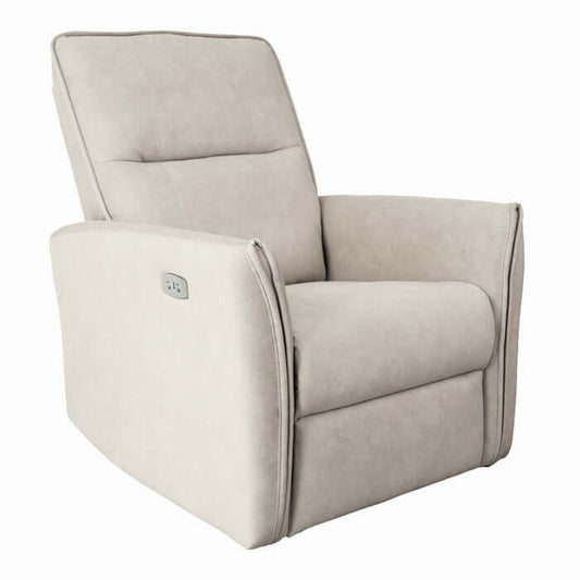 Suede Power Recliner Chair (3 Colors) – Asheville Modern Electric Reclining Chair in light grey fabric.