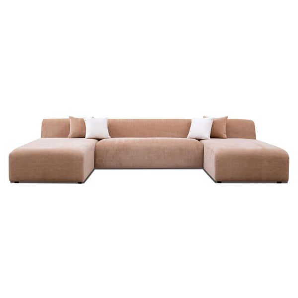 Audrey Modern U Shape Dual Chaise Sectional Sofa in Chenille Fabric 140 - Minimalist design with plush upholstery in neutral color