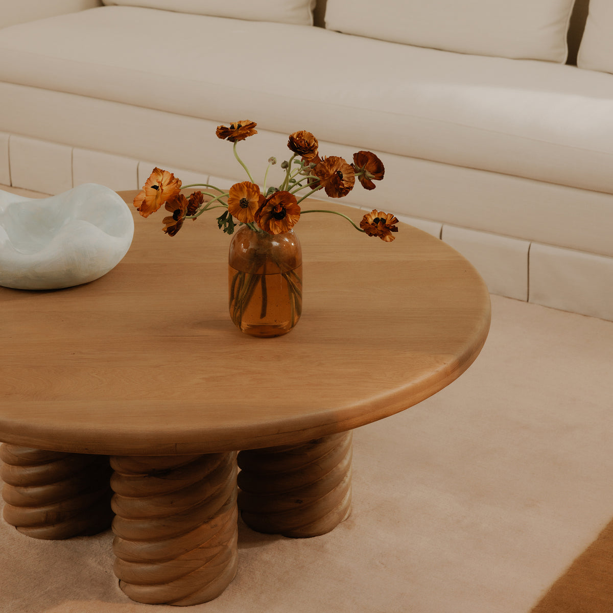 Treccia Coffee Table – 42" Solid Oak Round Coffee Table (6)