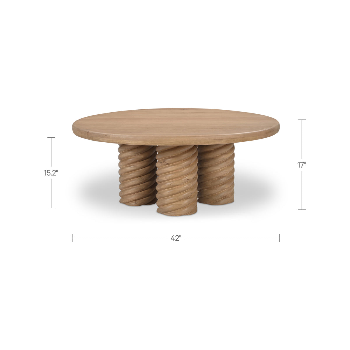 Treccia Coffee Table – 42" Solid Oak Round Coffee Table (9)