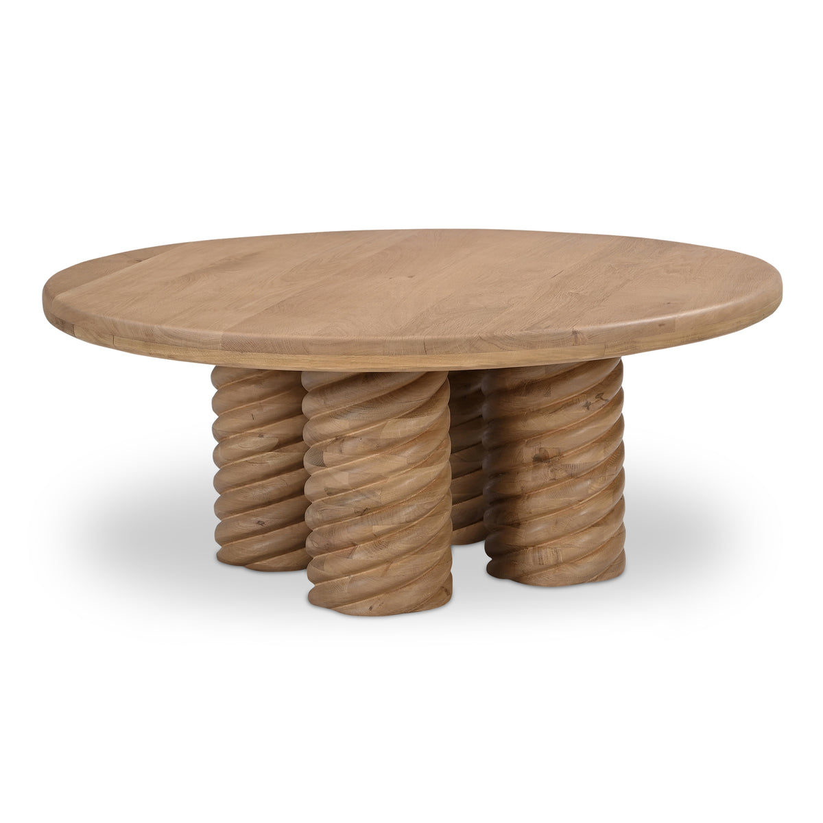 Treccia Coffee Table – 42" Solid Oak Round Coffee Table (2)
