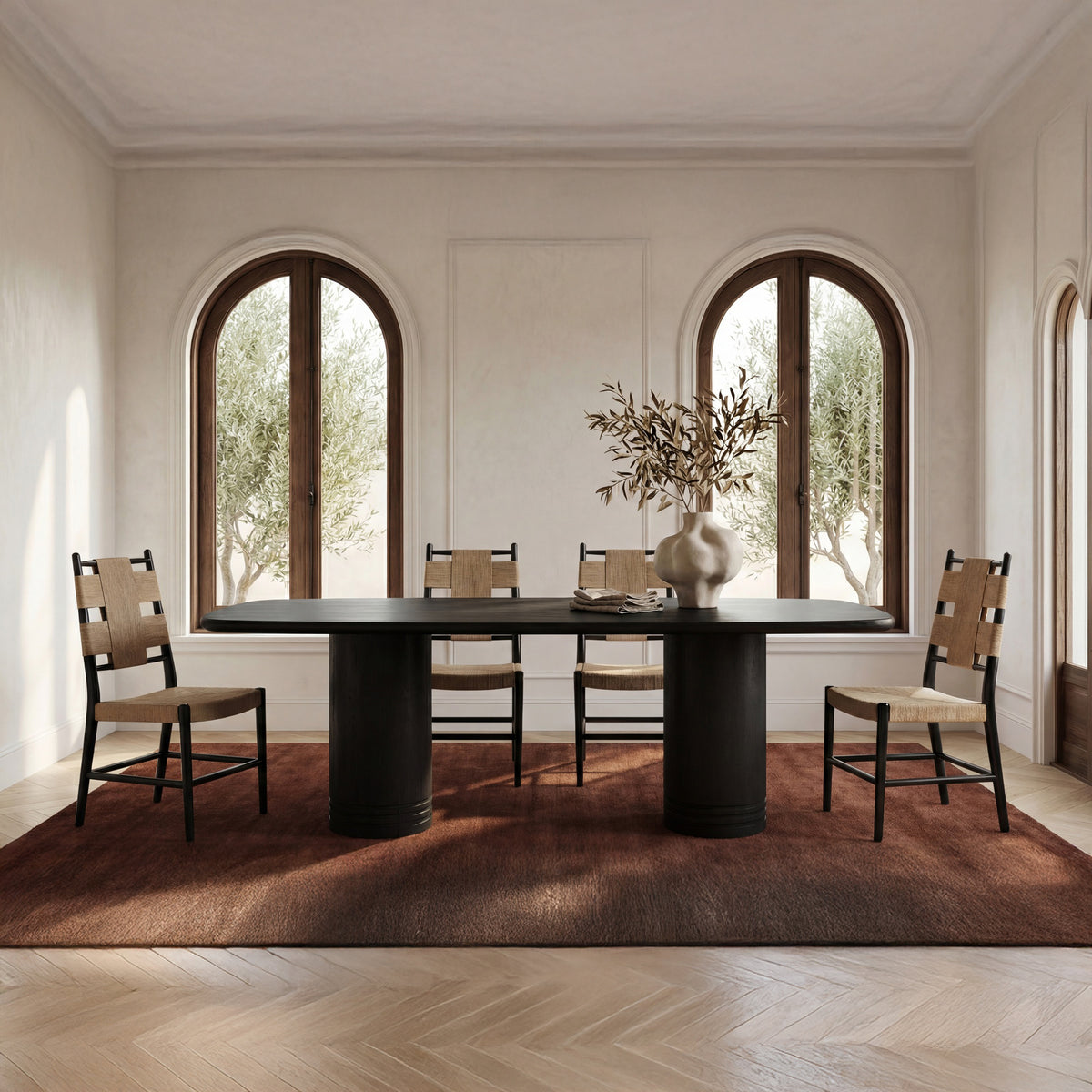 Daphne Dining Table – 96" Pedestal Dining Table (2 Colors) (8)
