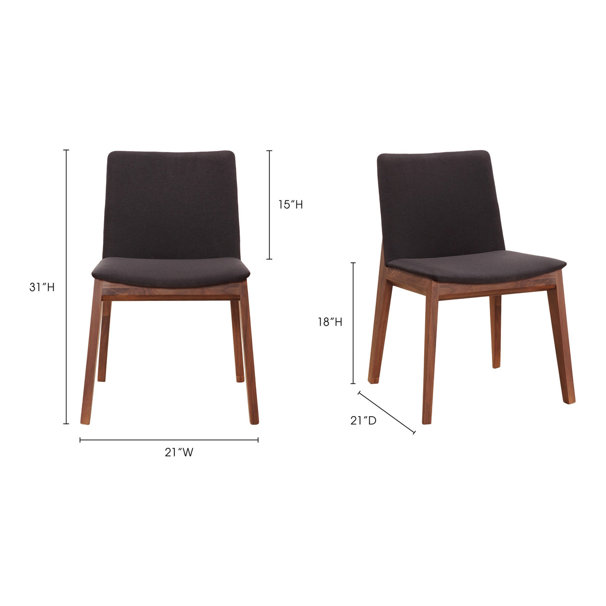Deco Dining Chair – 21" Walnut Frame Dining Chair, Set of 2 (3 Colors) (28)