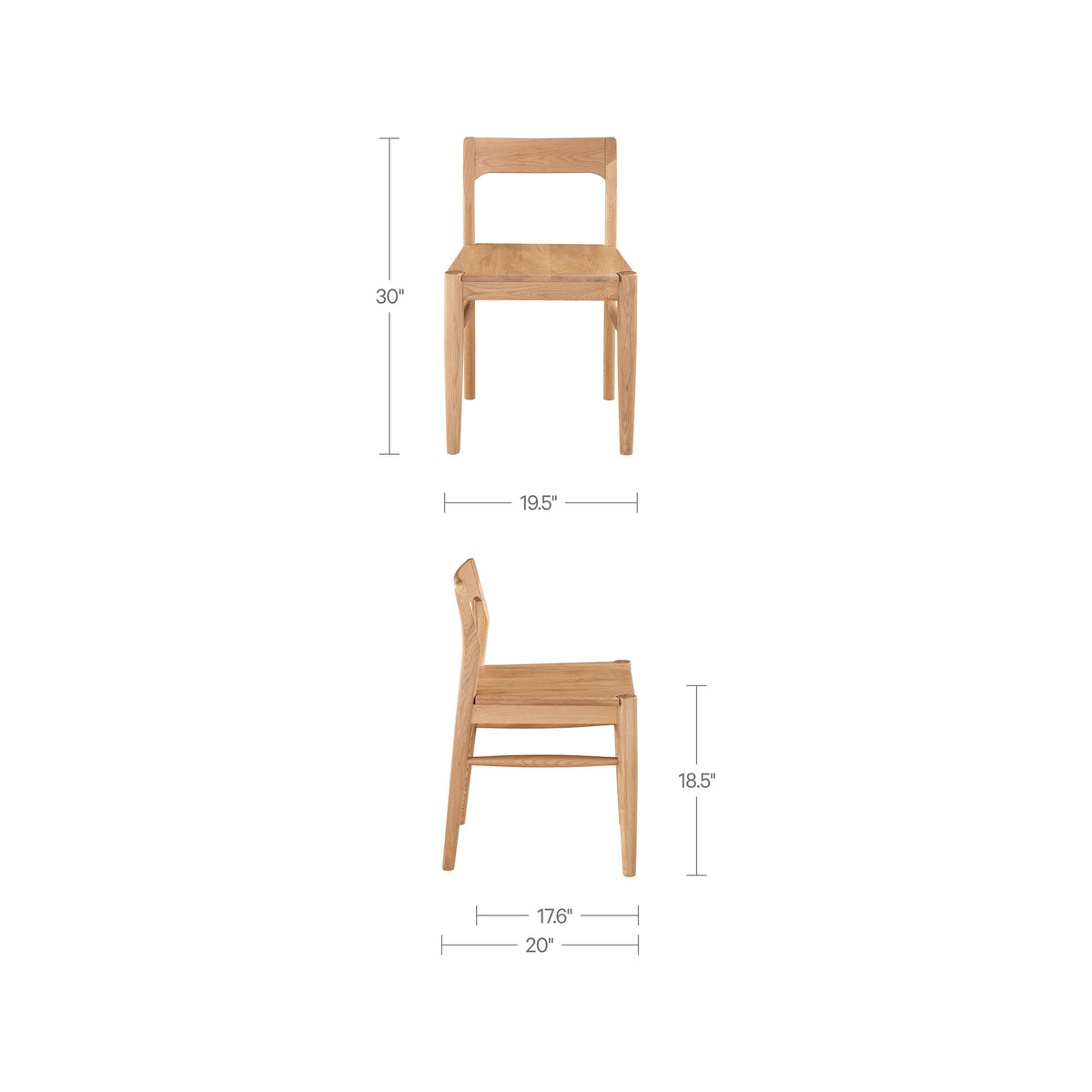 Owing Dining Chair – 19.5" Solid Wood Dining Chairs, Set of 2 (3 Colors) (25)