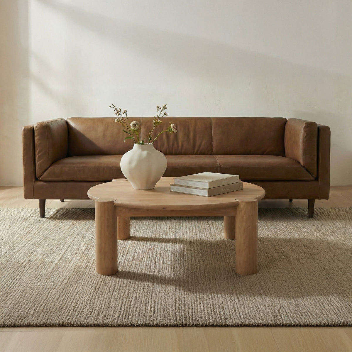 Jack Coffee Table – 43.3" Round Solid Oak Coffee Table (8)