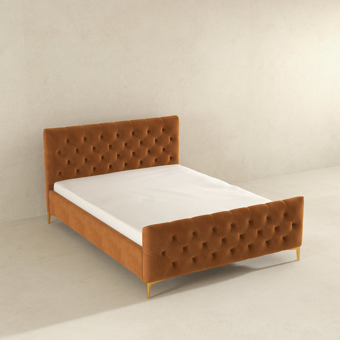Bailey Velvet Tufted Platform Bed Frame – Mid-Century Upholstered Bed (3 Colors, No Box Spring) in a luxurious velvet finish.