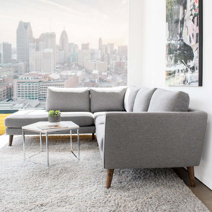 Fabric L-Shape Sectional Chaise Sofa 97” – in room setting