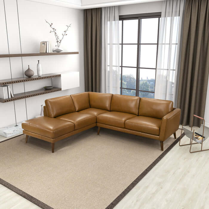 Leather Sectional Chaise Sofa L-Shape 97” – in room setting