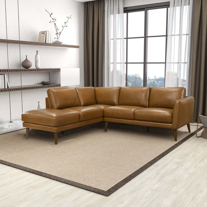 Leather Sectional Chaise Sofa L-Shape 97” – in room setting