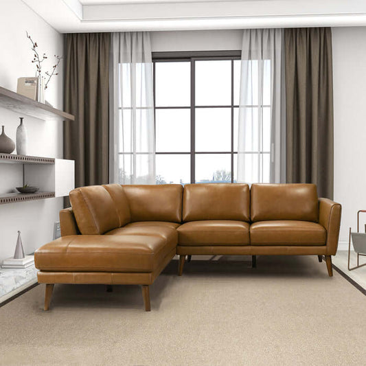 Benson L Shape Leather Sectional Chaise Sofa 97' (2 Colors)