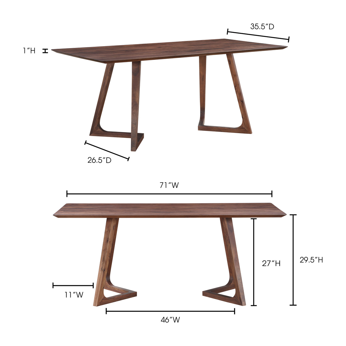Godenza Rectangular Dining Table – 71" Solid Walnut Dining Table (11)