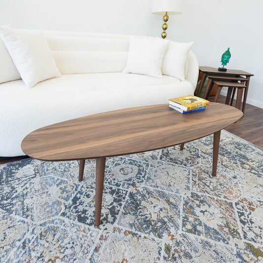 Carsen MCM Wood Oval Center Coffee Table 53" (2 Colors)