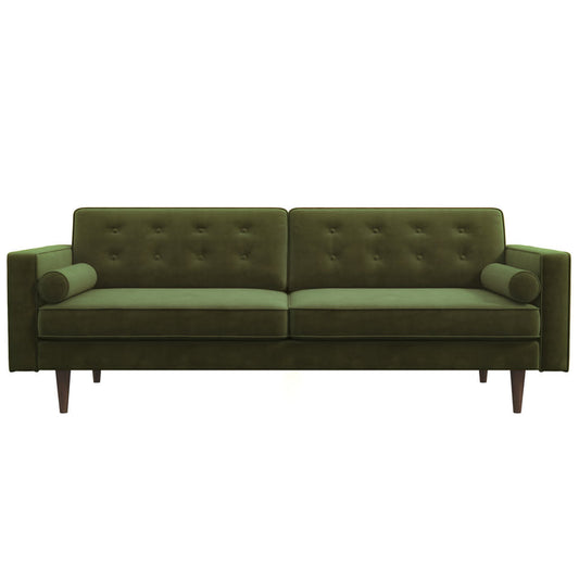 Casey MCM Button Tufted Back Velvet Sofa 84"