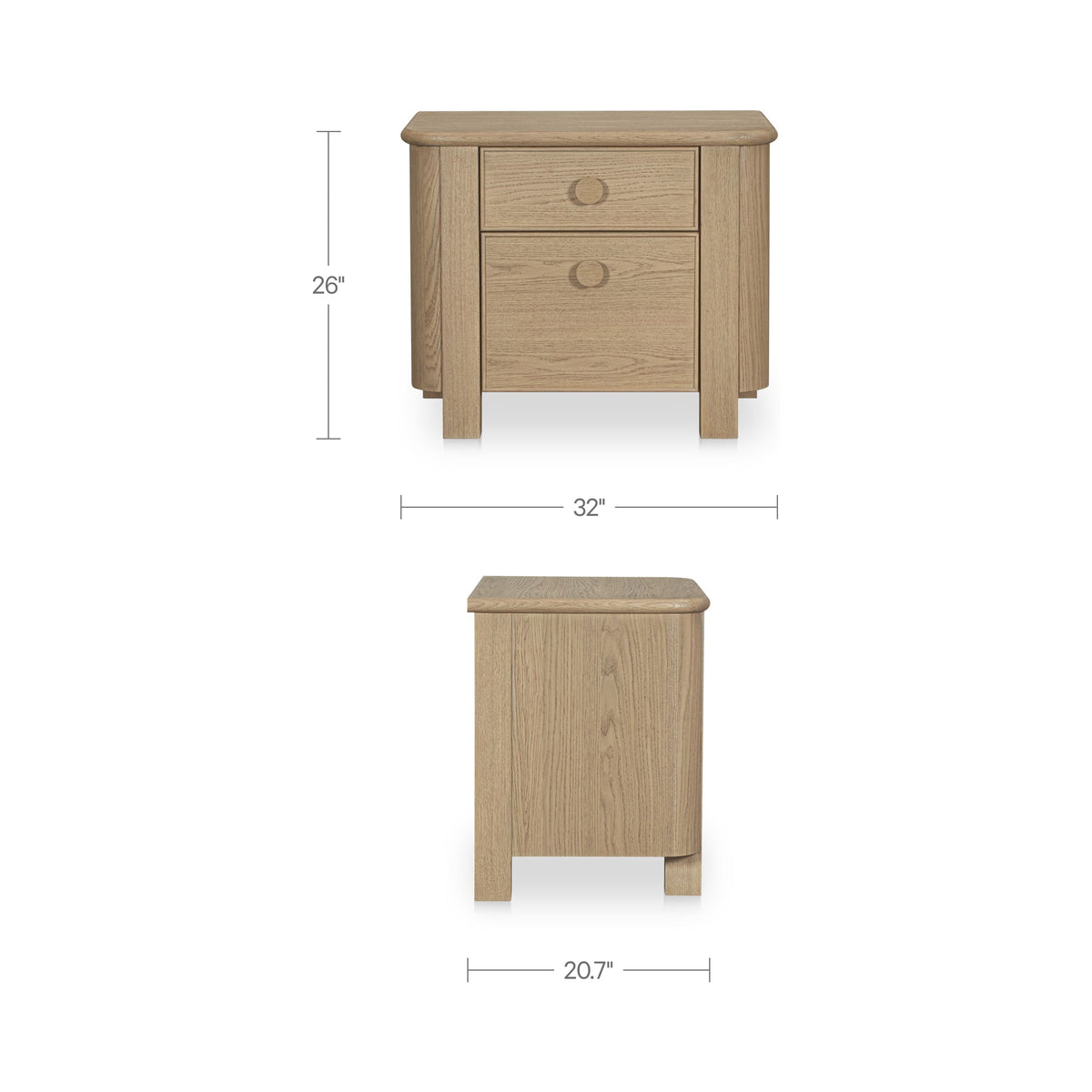 Loren Nightstand – 18" to 32" Oak Veneer Nightstand (2 Colors) (29)