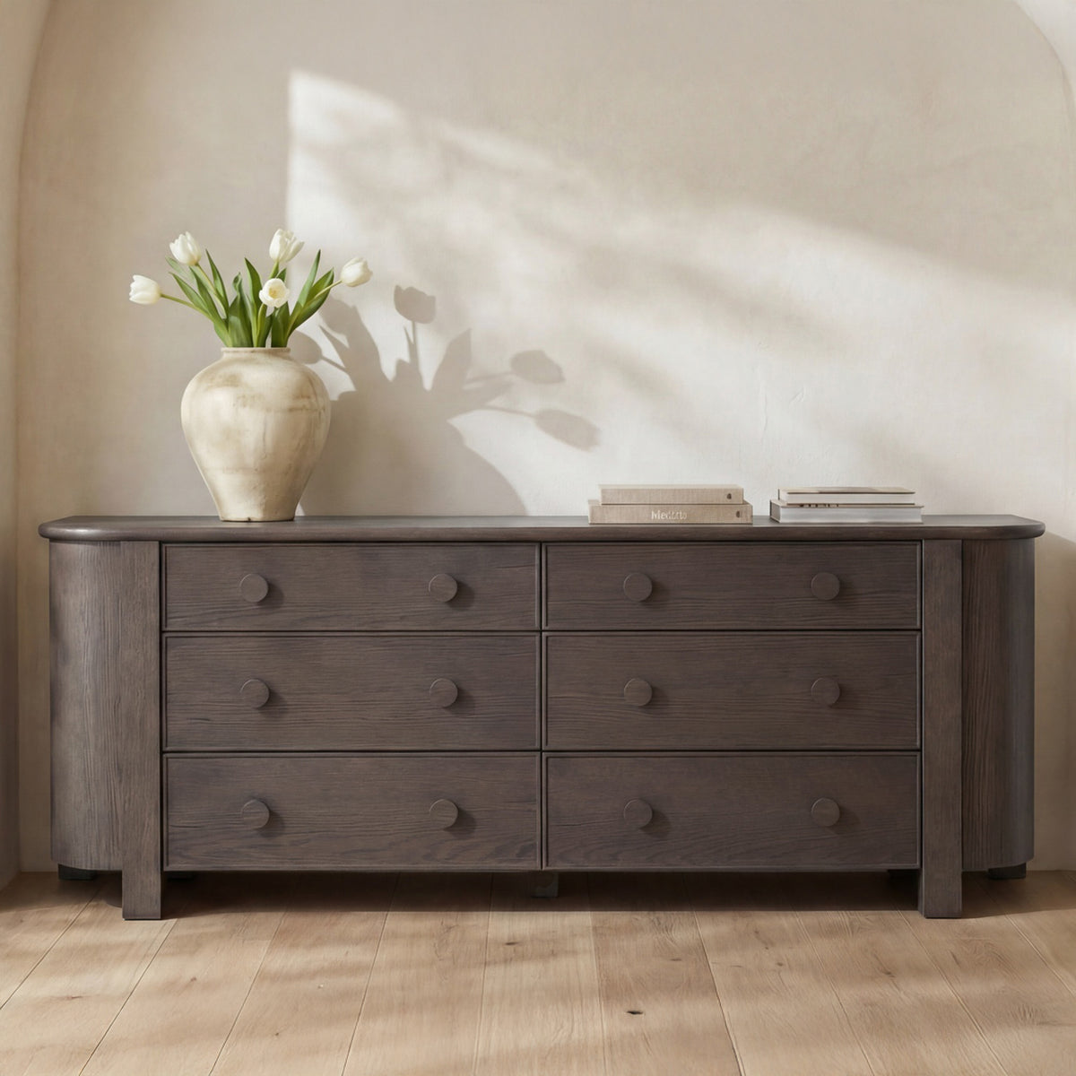 Loren Dresser – 87.8" Oak Veneer 6 Drawer Dresser (2 Colors) (10)