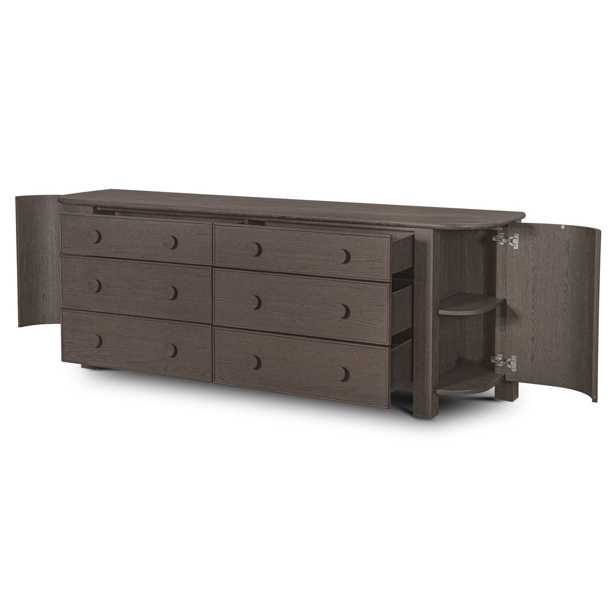 Loren Dresser – 87.8" Oak Veneer 6 Drawer Dresser (2 Colors) (6)