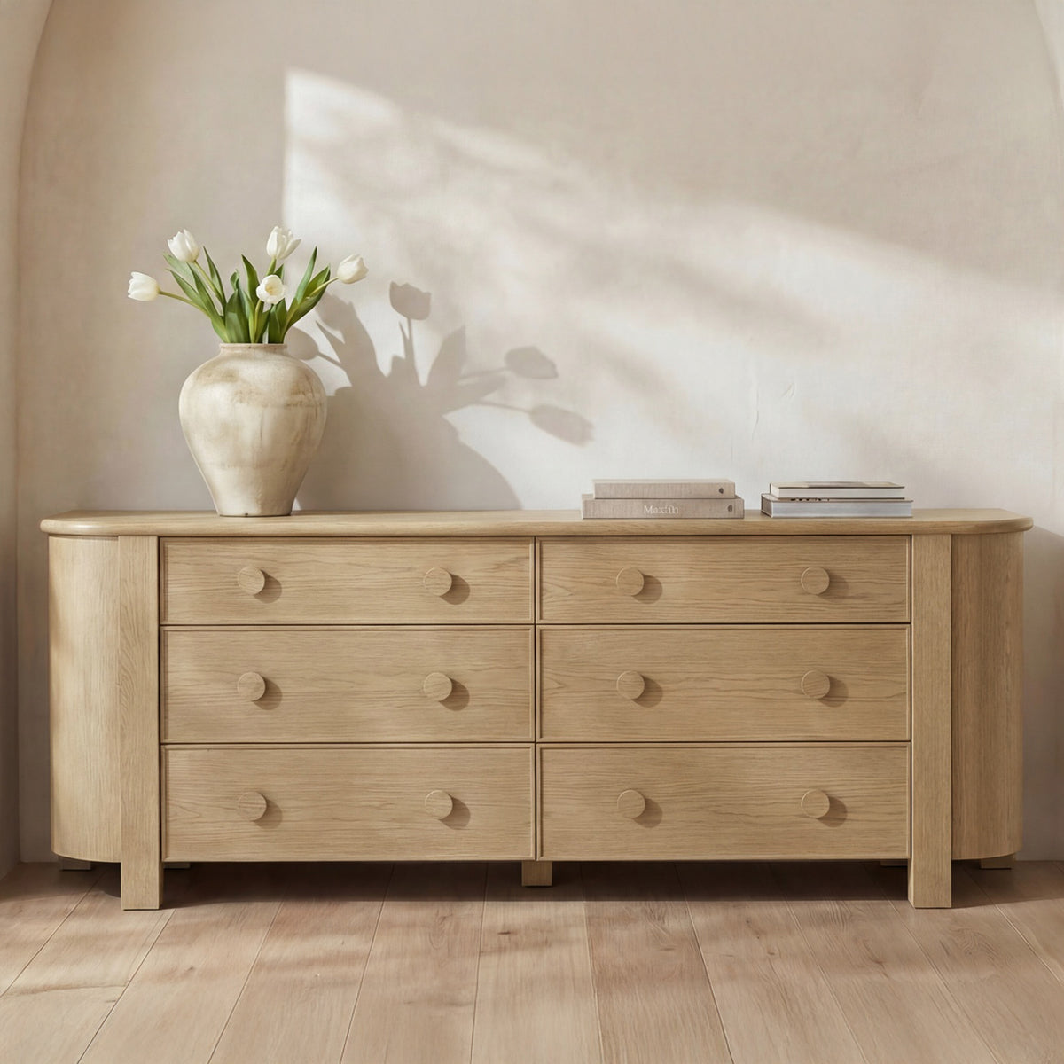 Loren Dresser – 87.8" Oak Veneer 6 Drawer Dresser (2 Colors) (26)
