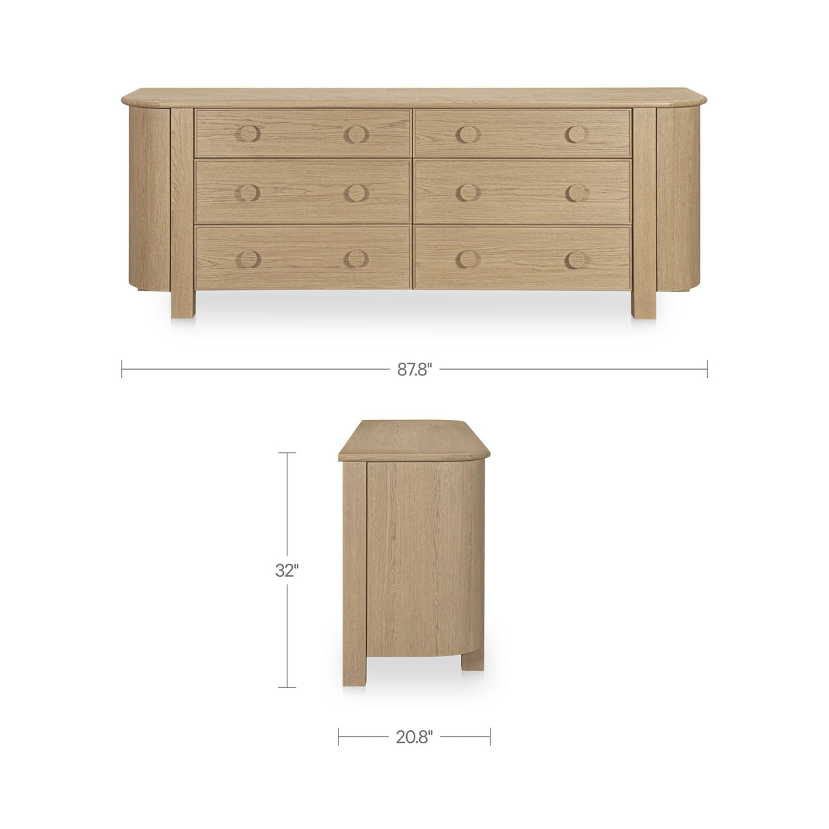 Loren Dresser – 87.8" Oak Veneer 6 Drawer Dresser (2 Colors) (27)