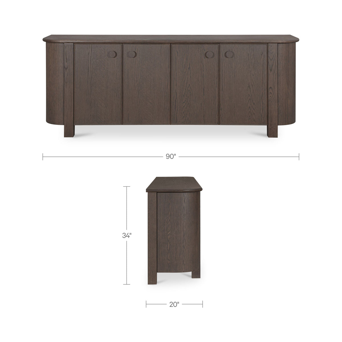 Loren Sideboard – 90" Oak Veneer Sideboard (2 Colors) (11)
