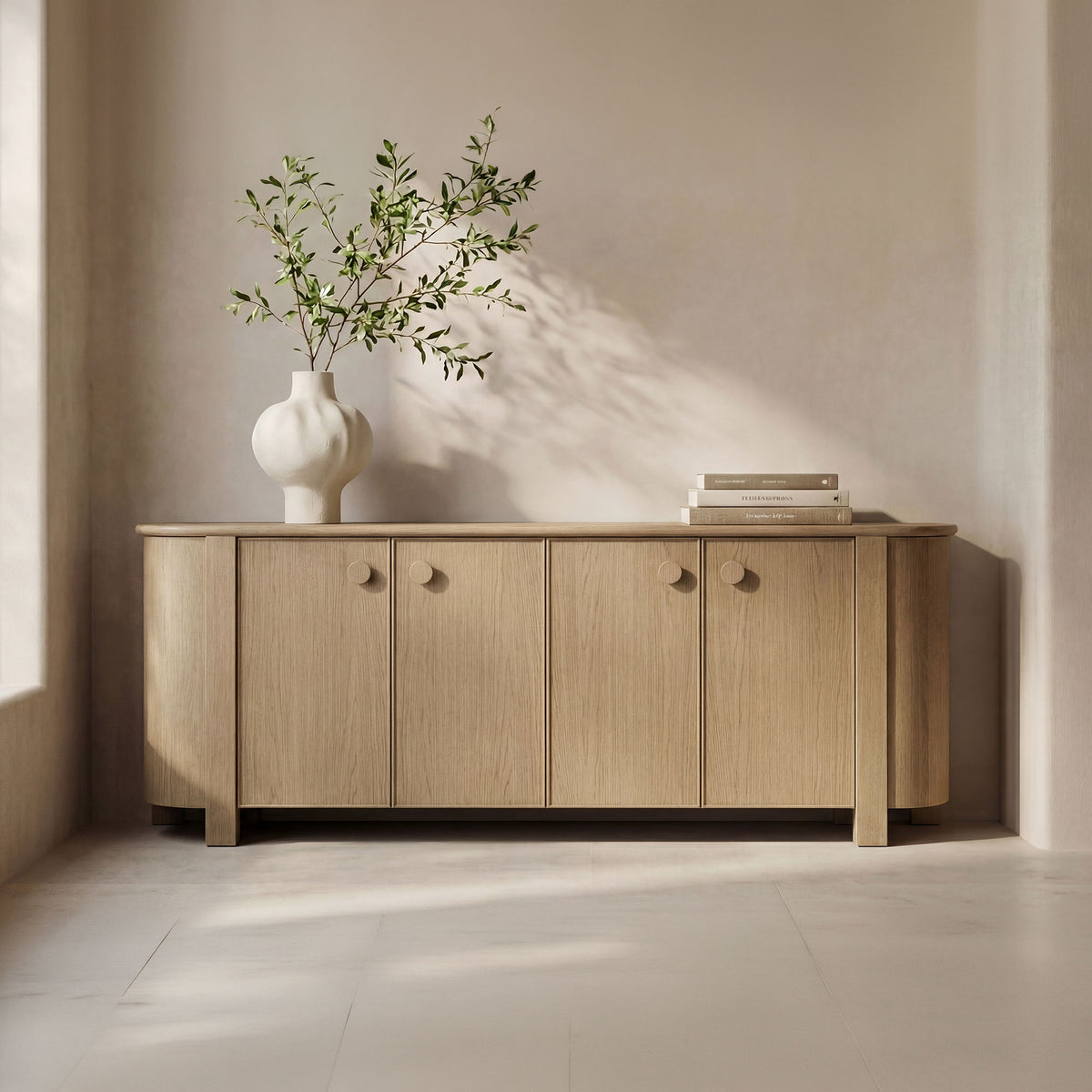 Loren Sideboard – 90" Oak Veneer Sideboard (2 Colors) (21)