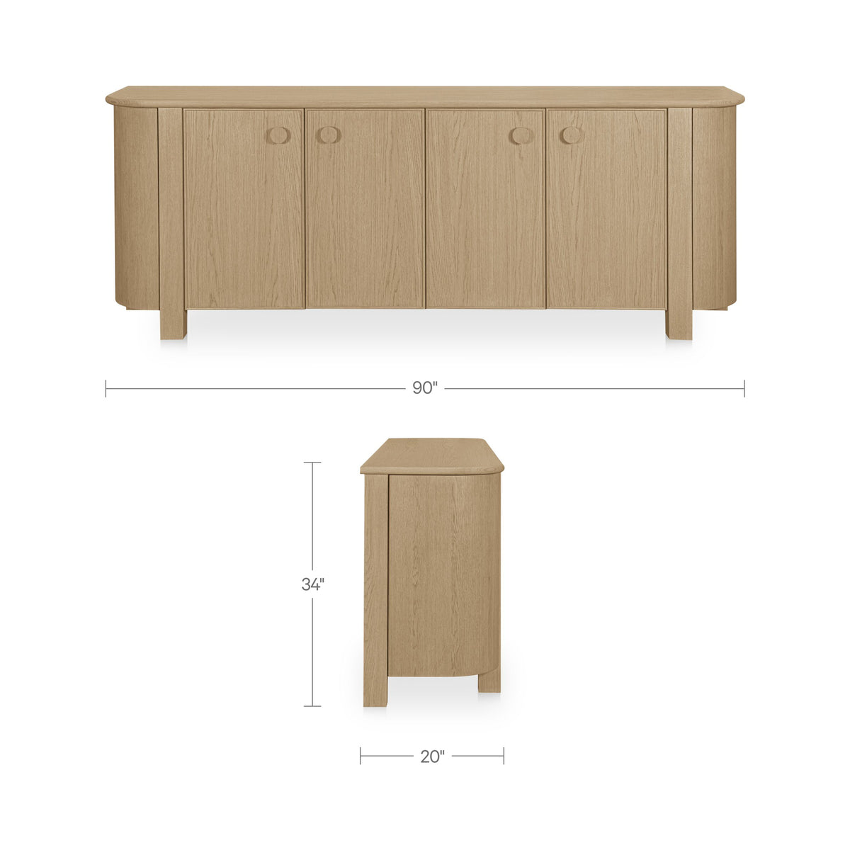Loren Sideboard – 90" Oak Veneer Sideboard (2 Colors) (22)