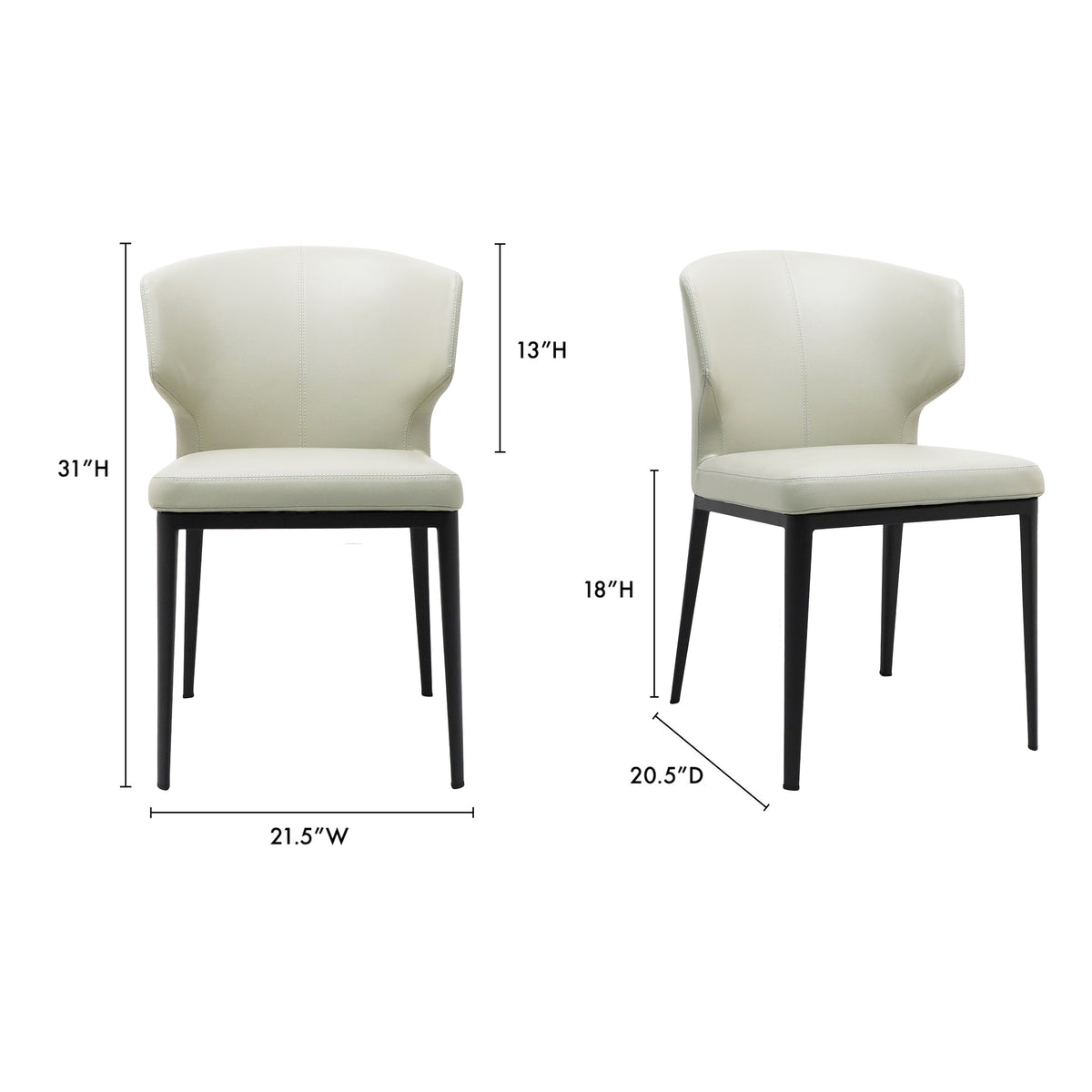 Delaney Dining Chair Set of 2 – 19.5" Vegan Leather Dining Chairs (2 Colors) (9)