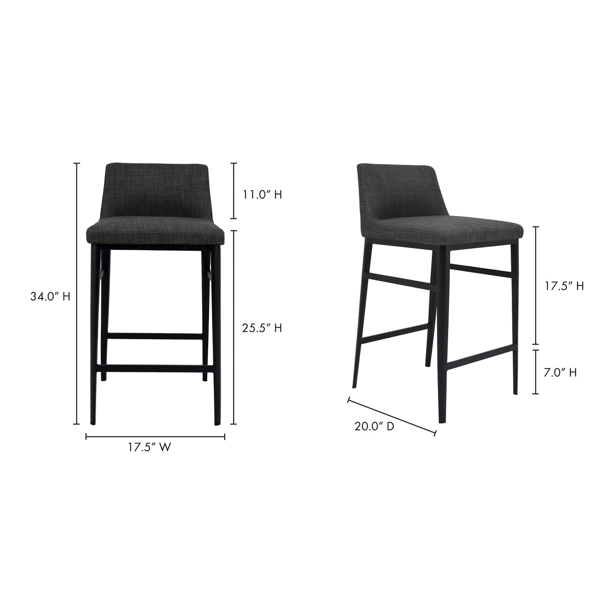 Baron Counter Stool – 17.5" Low-Back Upholstered Counter Stool (2 Colors) (7)