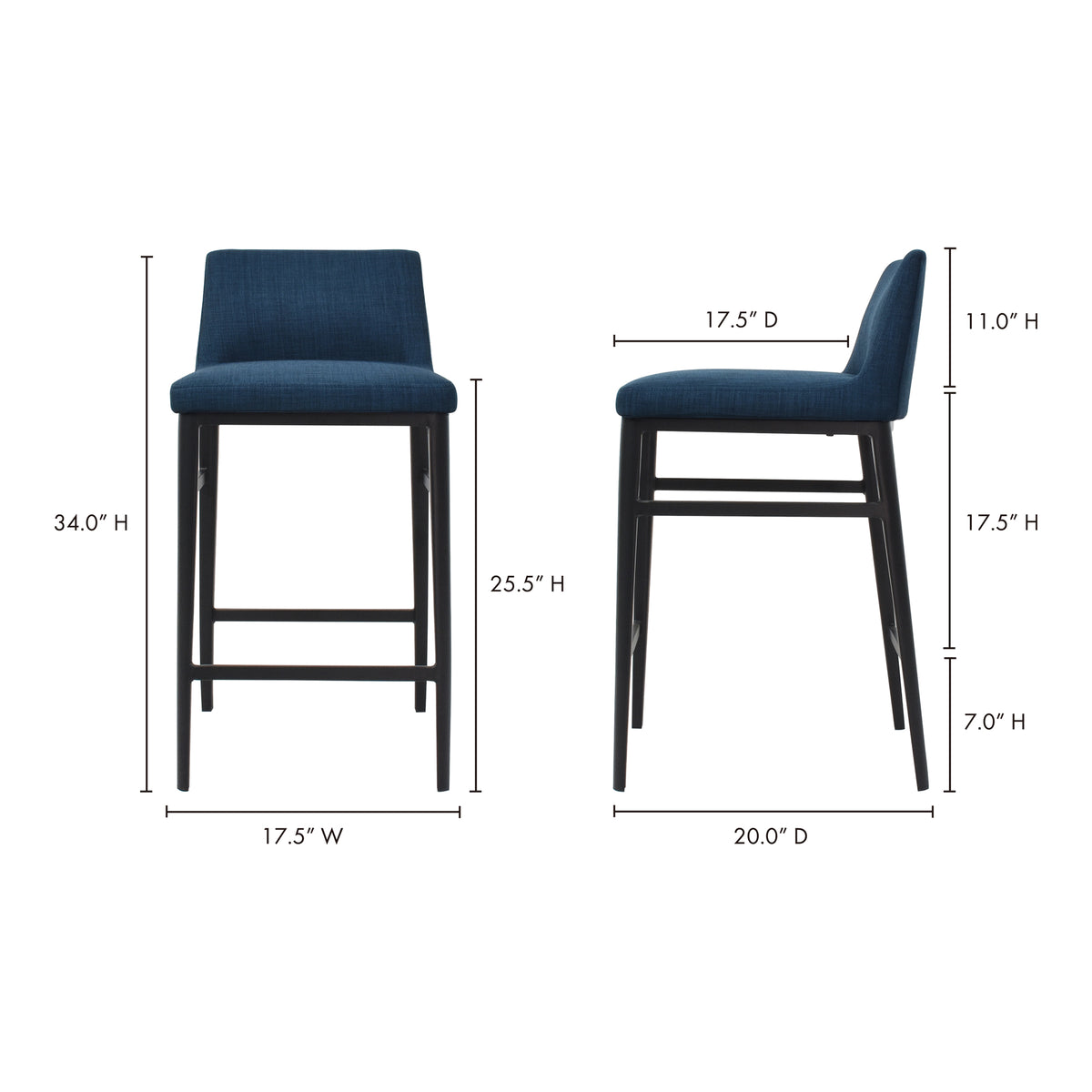 Baron Counter Stool – 17.5" Low-Back Upholstered Counter Stool (2 Colors) (14)