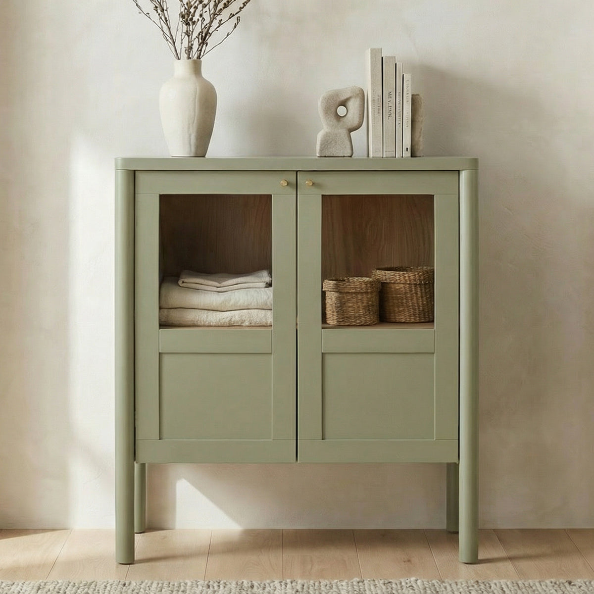 Hannah Cabinet – 35" Glass-Front Pine Cabinet (8)