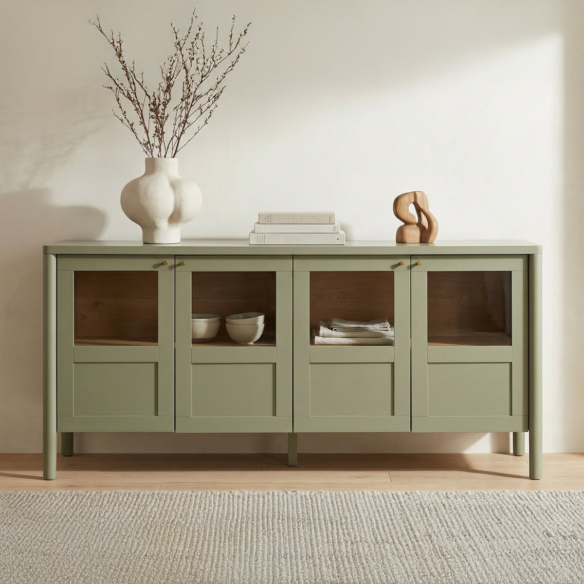 Hannah Sideboard – 72.8" Glass-Front Pine Sideboard (8)
