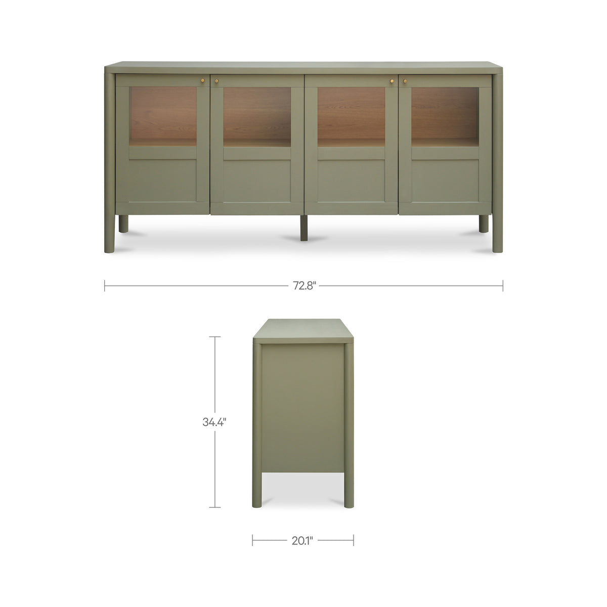 Hannah Sideboard – 72.8" Glass-Front Pine Sideboard (9)