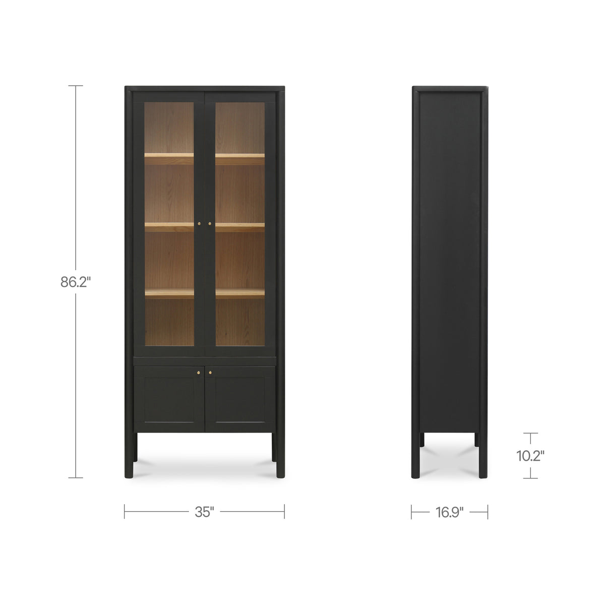 Hannah Tall Cabinet – 86.2" Glass-Front Pine Cabinet (2 Colors) (10)