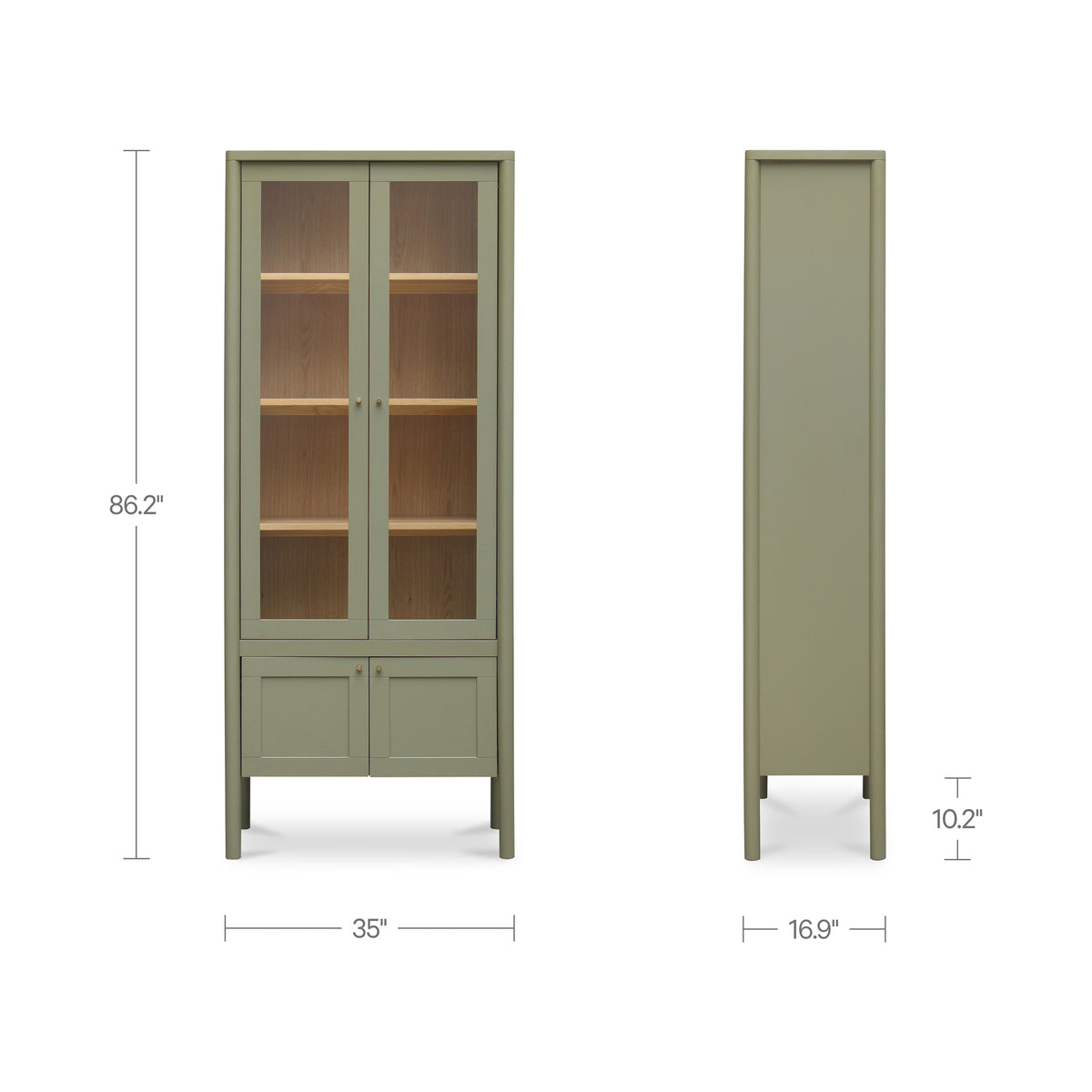 Hannah Tall Cabinet – 86.2" Glass-Front Pine Cabinet (2 Colors) (18)