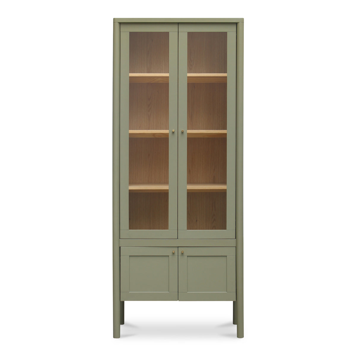 Hannah Tall Cabinet – 86.2" Glass-Front Pine Cabinet (2 Colors) (2)