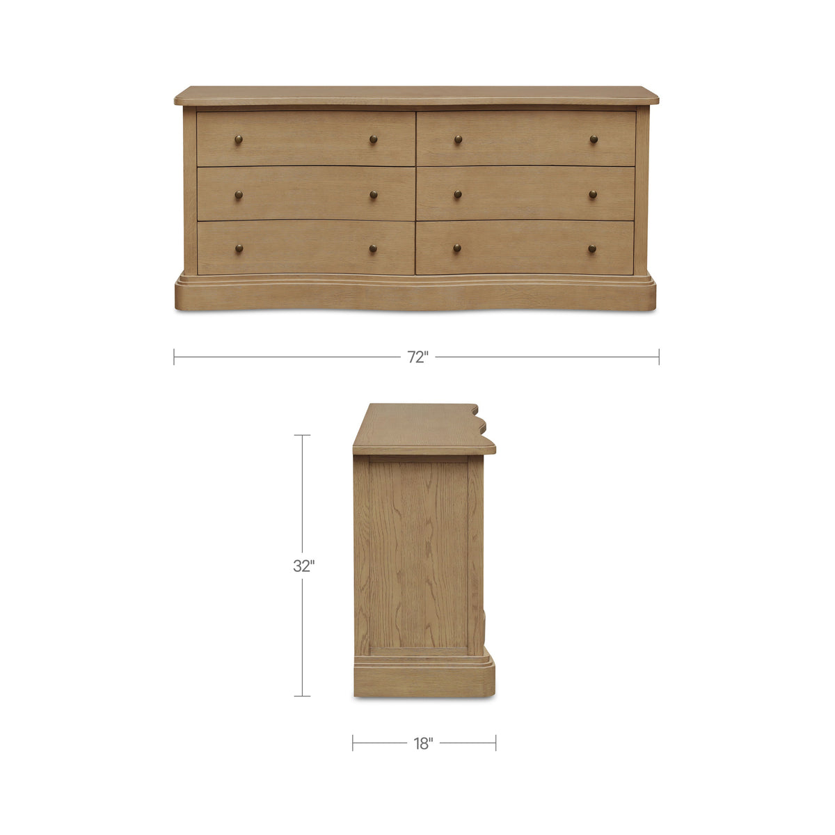 Clarence Dresser – 72" Solid Oak 6-Drawer Dresser (7)