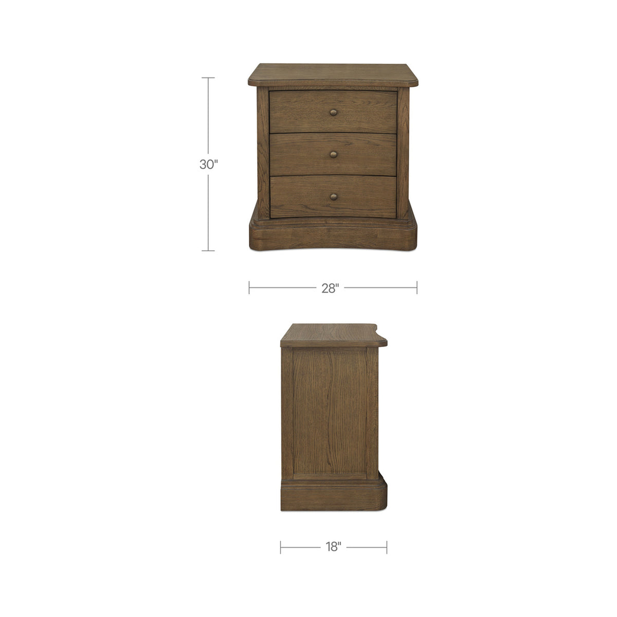 Clarence Nightstand – 28" Solid Oak 3-Drawer Nightstand (8)