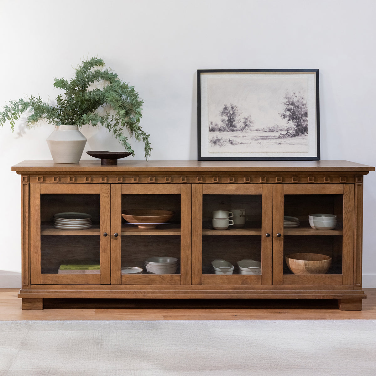 Lillian Sideboard – 83.7" Ash Sideboard with Glass Doors (12)