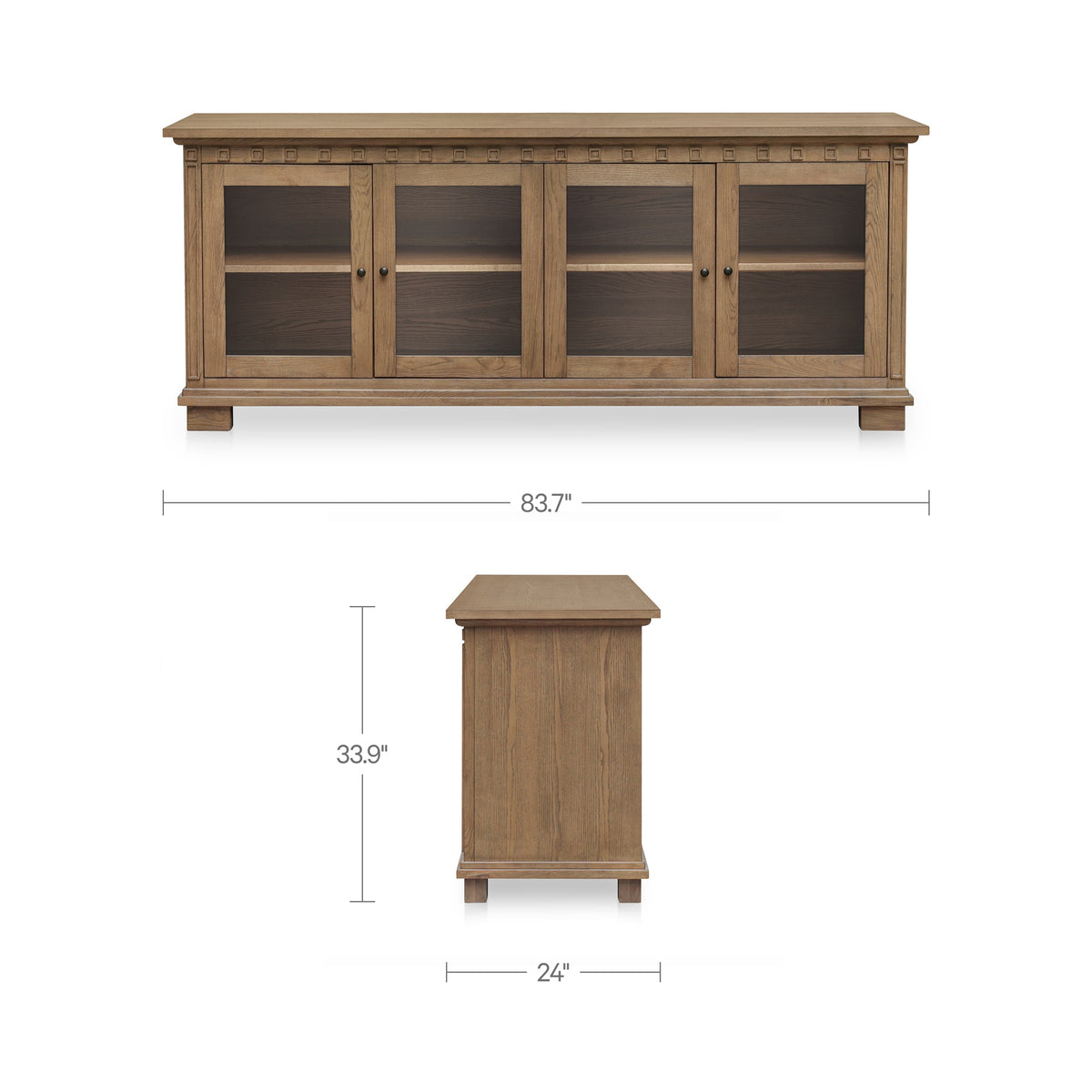 Lillian Sideboard – 83.7" Ash Sideboard with Glass Doors (13)