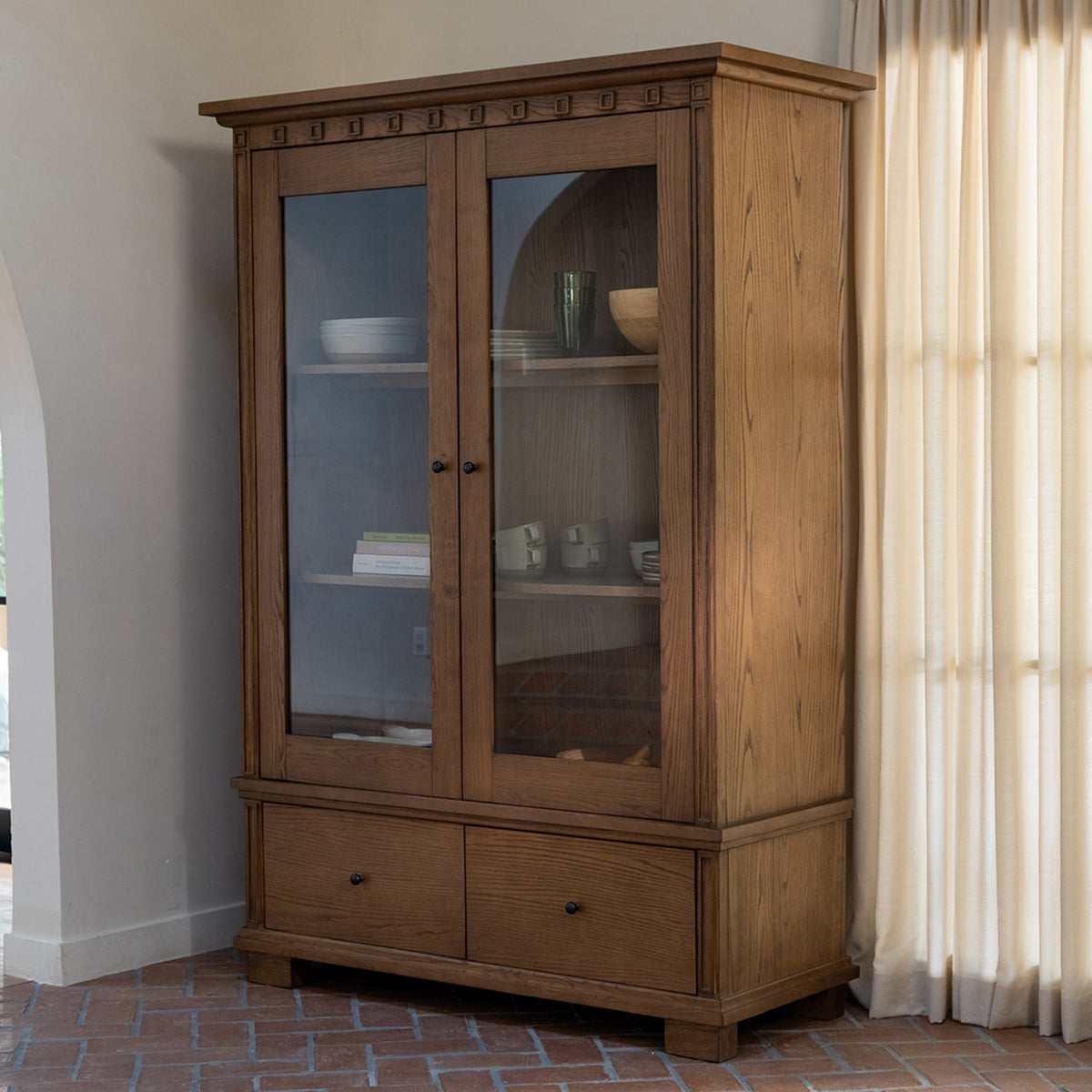 Lillian Tall Cabinet – 52" Ash Cabinet with Glass Doors (13)