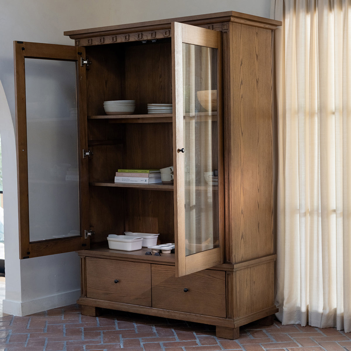 Lillian Tall Cabinet – 52" Ash Cabinet with Glass Doors (14)